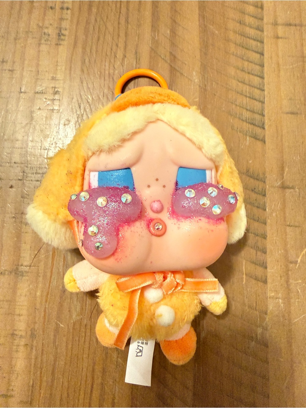 Pop Mart customized cry baby in Orange with Sparkle Face